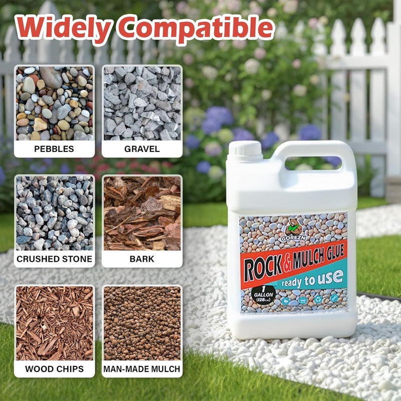 GoRezn Mulch Glue for Landscaping 1 Gallon, Rock Glue for Landscaping, Landscape Spray for Rocks Pea Gravel, Wood, Bark, Long Lasting, Ready to Use, Not Easily Clogged, Garden and Yard - Image 4